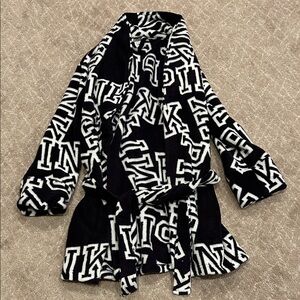 Pink Victoria secret Black and White Logo Print Robe